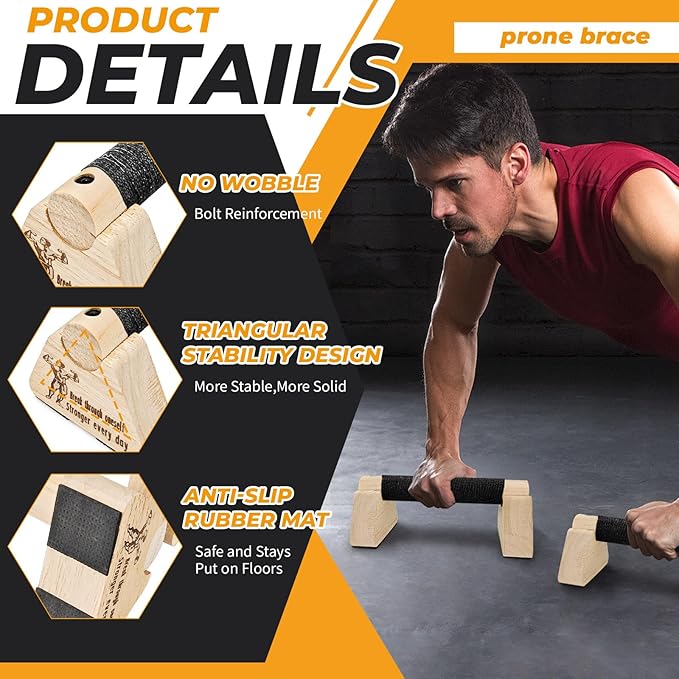 Parallettes Push Up Bars wooden, Push Up Bars for Handstand Training, Mini Handle Pumps for Men