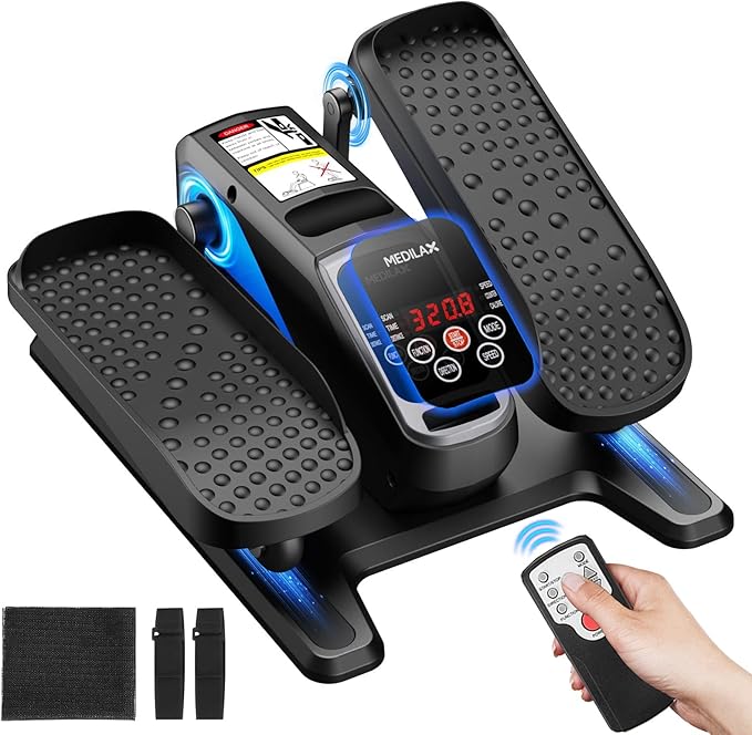 Portable Under Desk Elliptical Machine with Wireless Remote, 12 Manual & 3 Automatic Speeds, Pedal Ellipse Leg Exerciser,Leg Exerciser While Sitting for Seniors, Adults, Home, Office