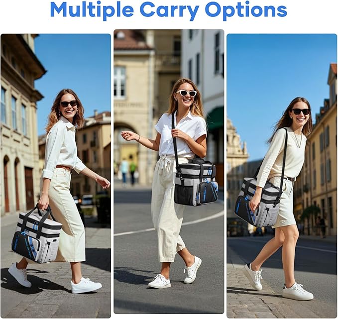 Maelstrom Lunch Box, 20L Insulated Lunch Bag for Men Women, Expandable Double Deck Leakproof Cooler Bag with 6 Pockets, Reusable Lunch Tote Bag for Work, Picnic, Travel, Grey