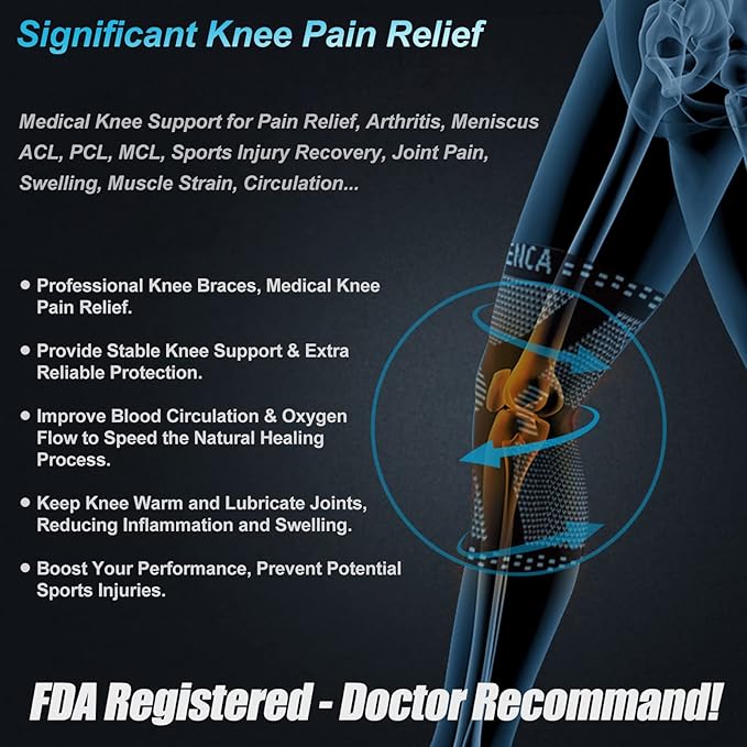 NEENCA Knee Braces for Knee Pain Relief, Compression Knee Sleeves with Patella Gel Pad & Side Stabilizers, Knee Support for Weightlifting, Running, Workout, Arthritis, Meniscus Tear, Men Women. ACE-53