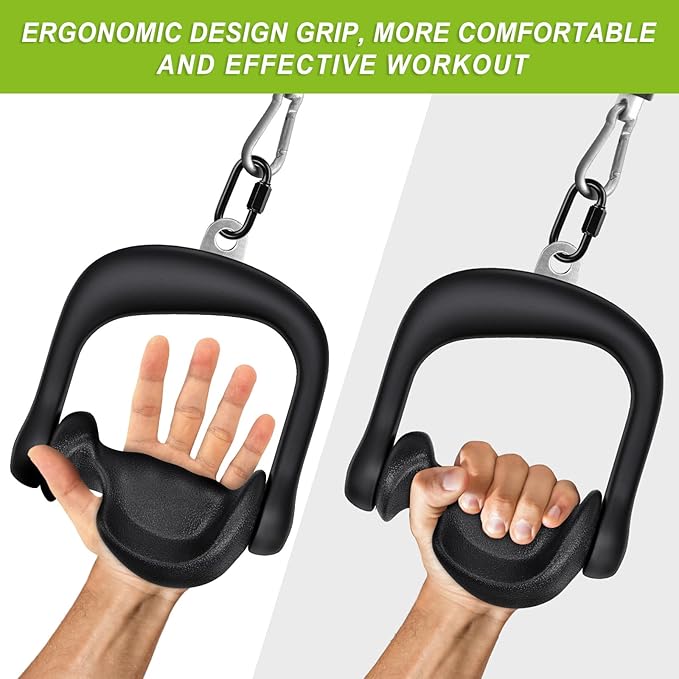 Kipika Heavy Duty Double D Handle, V Bar Cable Attachment, Row Attachment for Cable Machine, Non-Slip and Comfortable, Solid Aluminum Alloy Grip, Cable Machine Accessories for Home Gym…