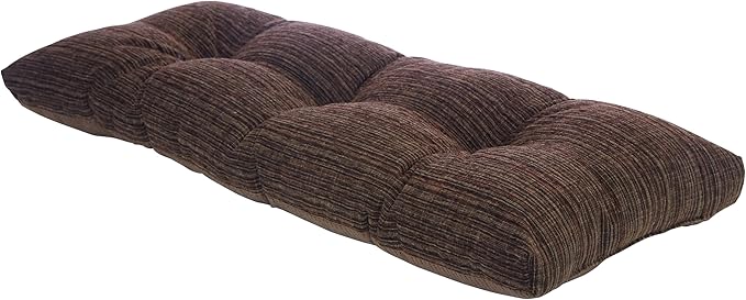 Klear Vu Corner Nook or Piano Seat Omega Non-Slip Tufted Bench Cushion for Indoor Furniture, Entryway Storage, Bay Window, 43 Inches, 14 Brown