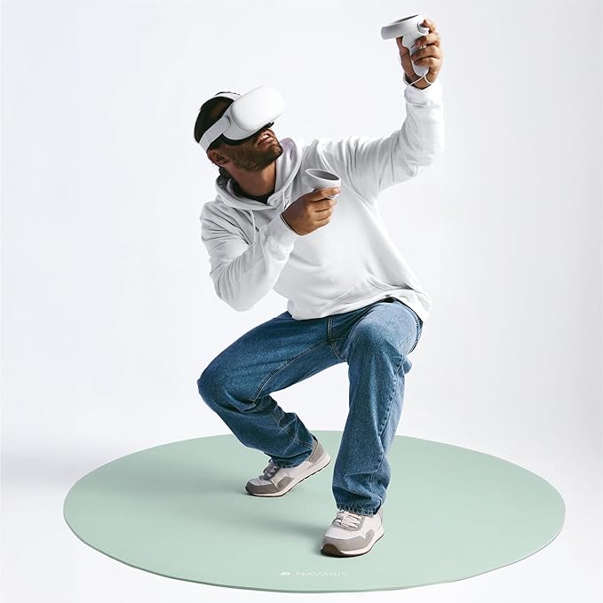 Navaris Round Yoga Mat - 47" Diameter Circular Exercise Mat 1/4" Thick - Non-Slip Mat for Cardio, Workout, Fitness, Tai Chi, Meditation - Size Small