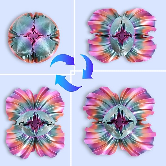 Gear Ball, 3D Printed Gear Ball, Gear Sphere Fidget Toy Stress Relief Toy for ADHD, Anxiety Relaxing Toy for Adults at Work/Study/Travel (RainbowColor, TwistedLine)