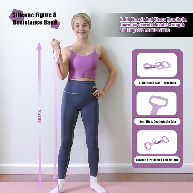 Pilates Set 10Pcs, Pilates-Ring, Wrist Ankle Weights, Small Yoga Ball with Pump, 3Pcs Booty Bands, Figure 8 & Long Resistance Bands, Pilates-Equipment Kit for Women Home Workouts Yoga