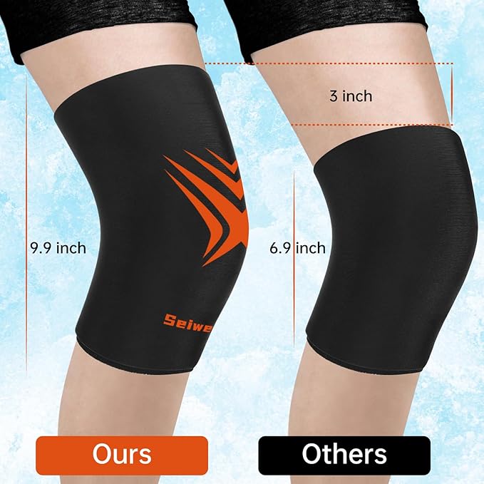 Extended Knees Ice Pack for Injuries Freeze Compression Sleeve Reusable Soft Gel Ice Wrap for Leg Swelling, Knee Replacement Surgery, Cold Compress Therapy for Arthritis, Meniscus Tear and ACL