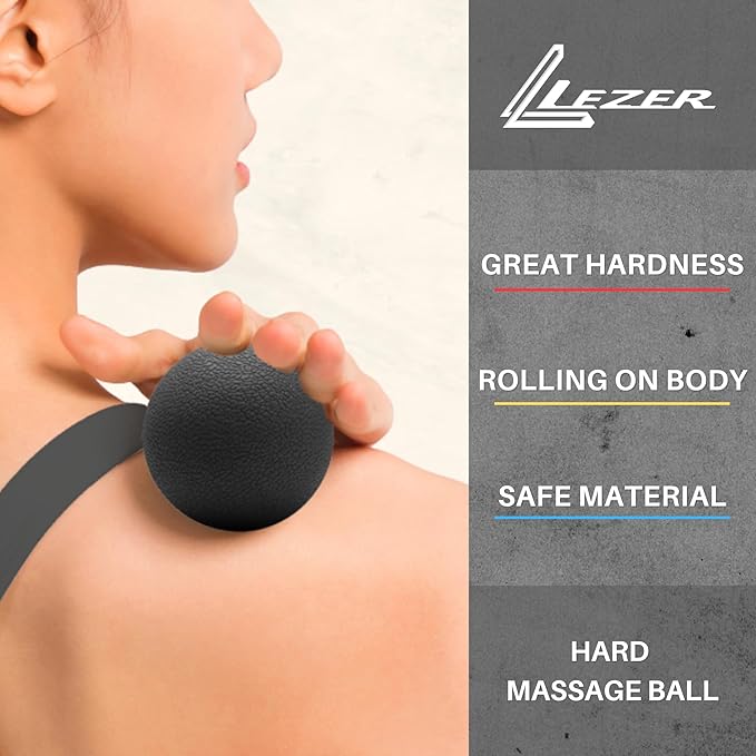 LEZER, Trigger Massage Point, Manual Massage Ball, Muscle Knots Relief Tool, Myofascial Release, Physical Therapy, Plantar Fasciitis, Set of 2 (Green Trigger and Black Ball)