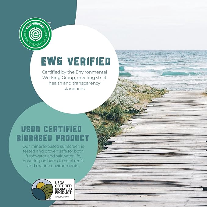 SPF 45 Reef Safe Mineral Sunscreen for Kids & Sensitive Skin with Non-Nano Zinc Oxide, Non Toxic Kids Sunscreen for Face & Body, Natural Organic Sunblock, Travel Size, Vegan 2.5 Fl Oz