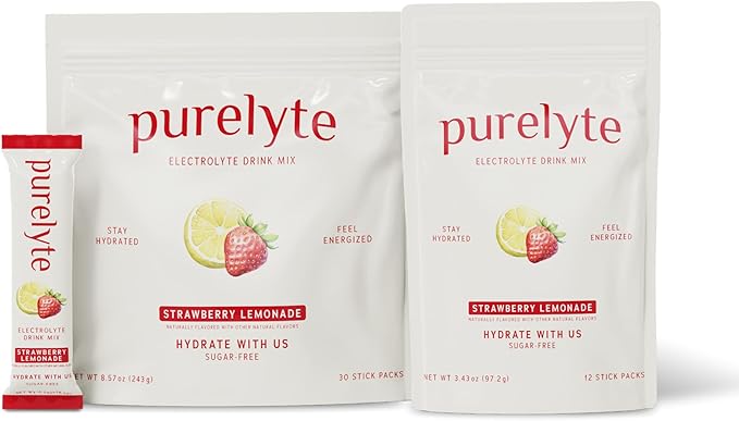 Electrolyte Drink Mix – Sugar-Free Hydration Powder Packets – Clean Electrolytes with Trace Minerals – Keto, Vegan, Gluten-Free – No Artificial Sweeteners – 12 Sticks – Strawberry Lemonade