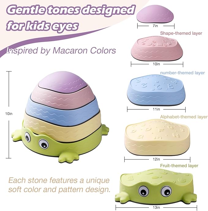 Pastel Stepping Stones for Kids, Non-Slip Sensory Balance Toys – Indoor/Outdoor Obstacle Course Set to Develop Coordination Motor Skills, Durable Rubber Plastic Toddler Fitness Game,Age 3+