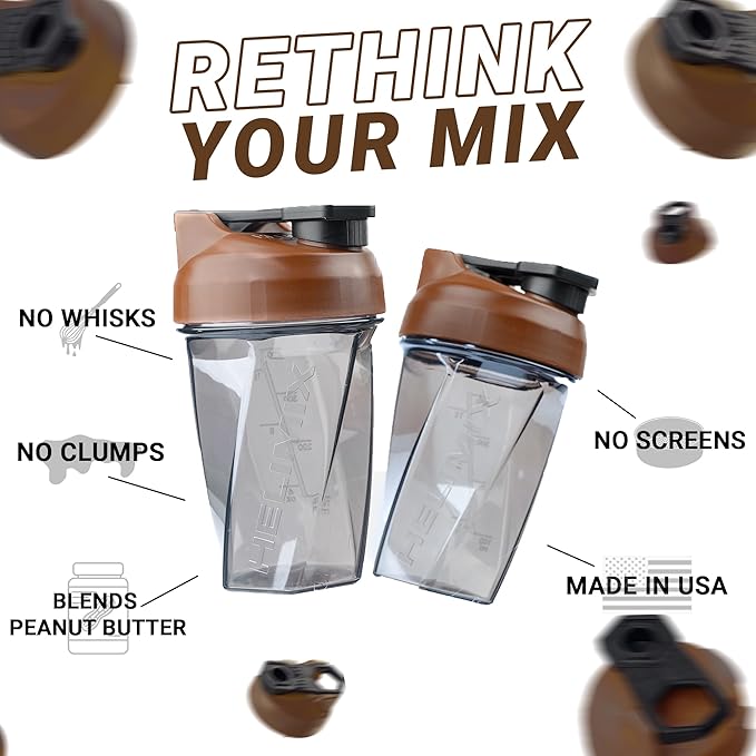 HELIMIX 1.5 Vortex Blender Shaker Bottle Holds Upto 20oz | No Blending Ball or Whisk | USA Made | Portable Pre Workout Whey Protein Drink Shaker Cup | Mixes Cocktails Smoothies Shakes | Top Rack Safe