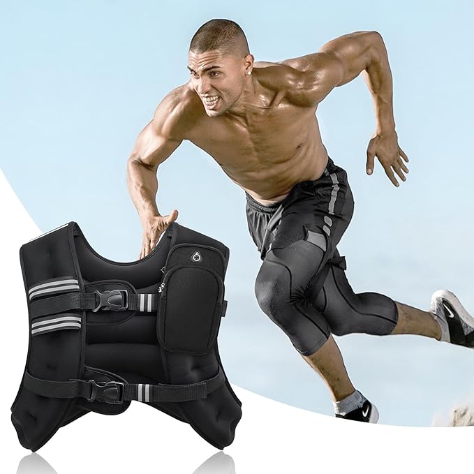 Weighted Vest for Men and Women 6lbs/8lbs/12lbs/16lbs/20lbs Adjustable Weights Rucking Vest for Walking, Strength, Training, Running