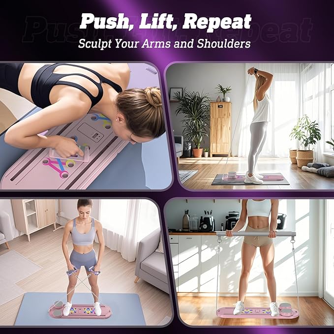 Pilates Board, Pilates Reformer Set, Pilates Machine 15-in-1 Multifunctional Abdominal Board for Home Office Workout, Foldable Portable Pilates Reformer Board for Women