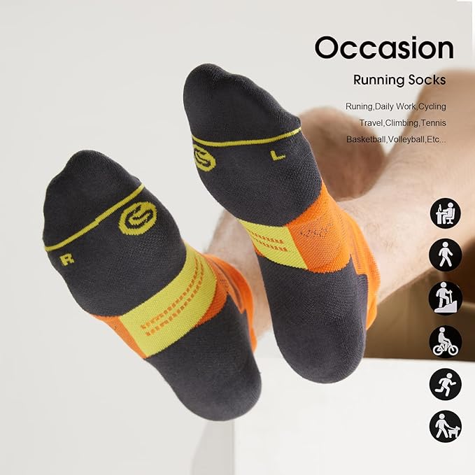 CS CELERSPORT 6 Pack Men's Running Ankle Socks with Cushion, Low Cut Athletic Tab Socks