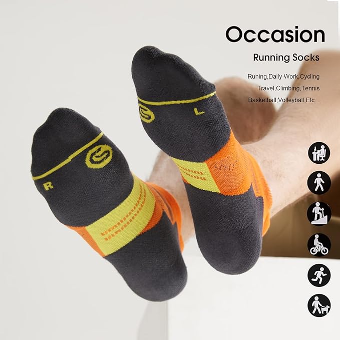 CS CELERSPORT 6 Pack Men's Running Ankle Socks with Cushion, Low Cut Athletic Tab Socks