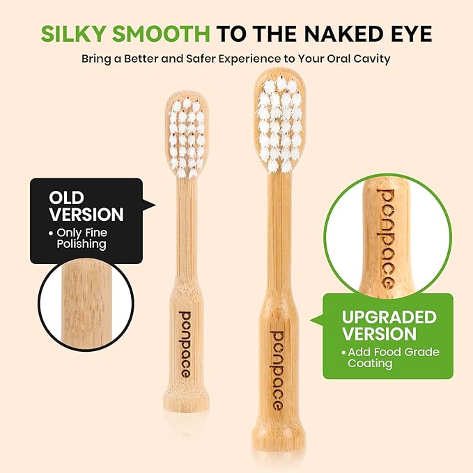 Bamboo Toothbrush Heads Compatible with Laifen, Extra Soft Castor-Oil Bristles for Sensitive Teeth, Eco-Friendly & Gentle Cleaning