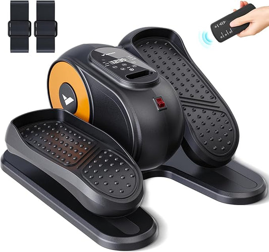 MERACH Under Desk Elliptical Machine, Ellipse Leg Exerciser as Seen on TV for Seniors with Remote Control & 12-Speeds, Quiet Portable Electric Seated Pedal Exerciser Machine for Home Office