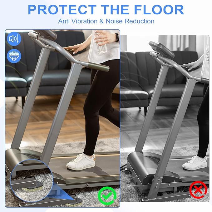 PATIKIL 8 Pcs Treadmill Mat Pads, 4x4x0.6 High Density Foam Anti Vibration Pad Sound Proof Floor Mat Exercise Equipment Mat for Carpet Protect Noise Reduction Home Gym, Blue