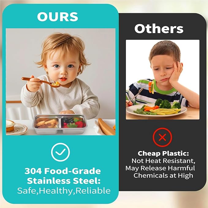 Grab and Go Snack Containers, Stainless Steel Double Compartment Snack Containers with Lids, Reusable Condiment Container-Dishwasher Safe,Travel & Outdoor Camping Food Storage(2 PCS)