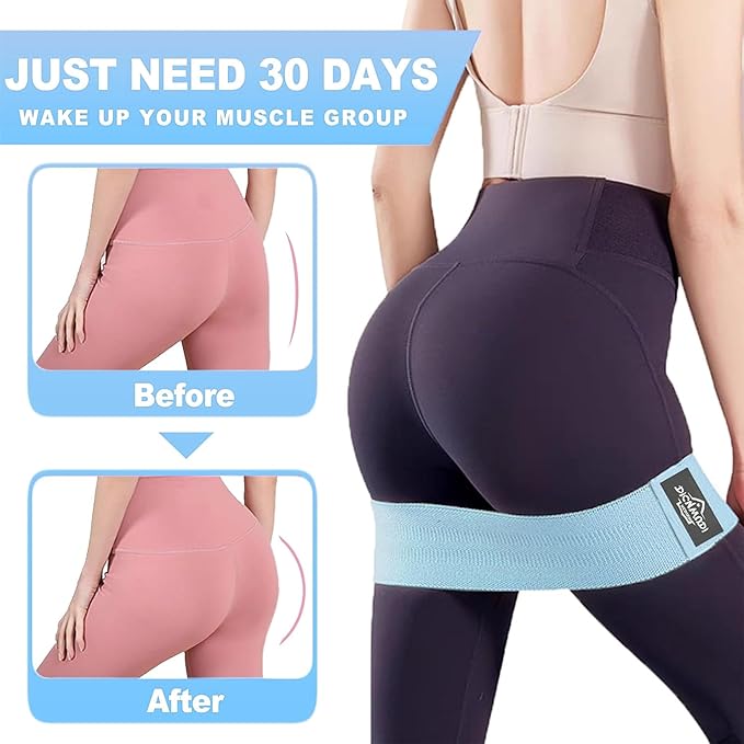 Fabric Resistance Bands for Working Out, 6Pack Non-Slip Exercise Bands for Women and Men, Fabric Booty Bands for Home, Fitness, Pilates, Stretching