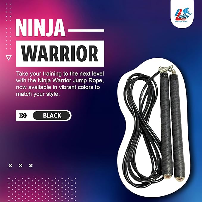 Buddy Lee Ninja Warrior Jump Rope – Adjustable Speed Rope for Fitness, HIIT, CrossFit & Boxing – Tangle-Free with Precision Ball Bearings – Durable, Lightweight & Ergonomic Handles