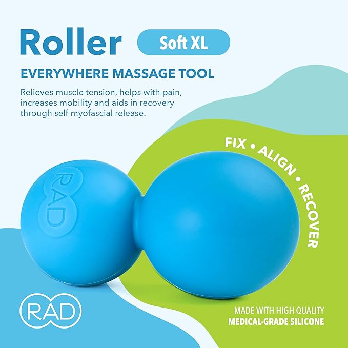 RAD XL Peanut Massage Ball – High Density Yoga Deep Tissue Roller Ball – Myofascial Release for Back, Neck, Feet, Psoas & Spine – Suboccipital & Thoracic Trigger Point Therapy