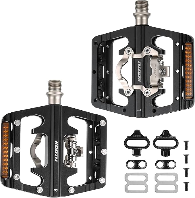 SAVADECK Mountain Bike Pedals, Dual Function Platform and SPD Pedals, Clipless Aluminum 9/16" Pedals with Cleats for Road Bike MTB Bike