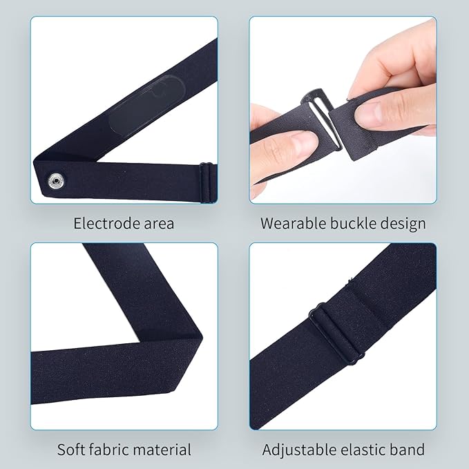 Compatible with Myzone MZ-SWITCH Strap Heart Rate Monitor Replacement Chest Beit Adjustable Soft Band Black