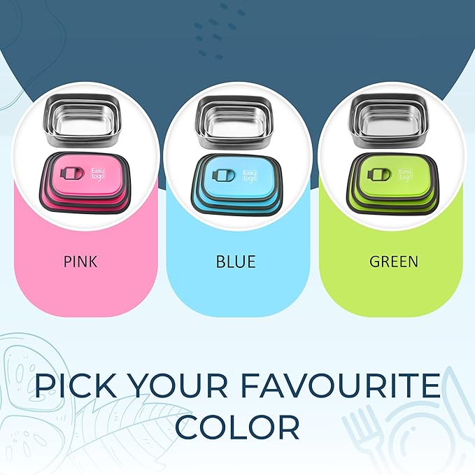 3-Pack Stainless Steel Lunch Containers – Airtight Leakproof Food Storage Boxes for Meal Prep, Snacks & Leftovers – 37oz + 23oz + 12oz, Pink Lid, Reusable Bento Set for Adults