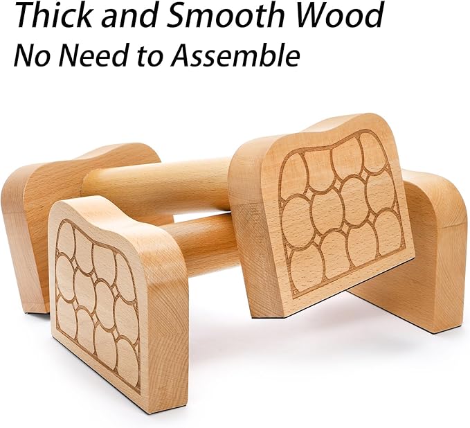 TOPZEA 2 Pcs Wooden Parallettes Push Up Bars, Solid Beech Wood Calisthenics Equipment Non-Slip Push Up Handle Stand for Handstand & Strength Training, Calisthenics, Home Gym & Floor Workouts