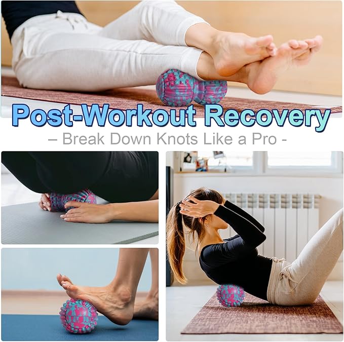 Deep Tissue Massage Lacrosse Ball for Exercise & Recovery - 7.8Inch Peanut Roller-SGS Certification-Targets Back, Shoulder, Neck - Relieves Muscle Knots, Pressure Point Therapy-Myofascial Release Ball