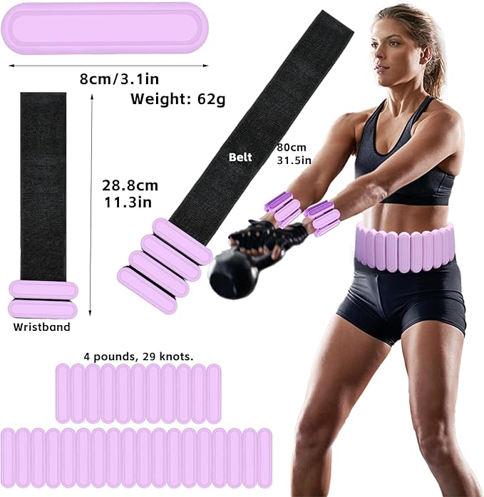 Silicone Adjustable Weighted Belt for Women & Men – DIY Weighted Walking & Exercise Belt with Removable Weights – Gym, Strength Training, Yoga, Hiking – Free Weight Adjustment for Wrist & Ankle