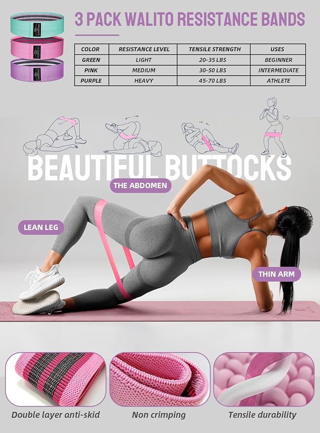 1/3 Yoga Mat Thick, Yoga Set for Beginners Include High Density Mat with Multi-loops Strap, Blocks, Booty Resistance Band Set, Door Anchor, Carring Bag & Strap