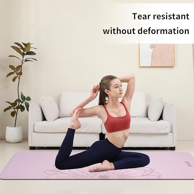 HAHE Yoga Mat Thick (8MM,1/3"), Eco-Friendly POE Non Slip Yoga Mat, High Rebound & Shock Absorption, Anti-Tear & Sweat-Resistant for Yoga, Fitness, Home, Workouts, Large Pilates Mats 72"x24" with Carrying Strap