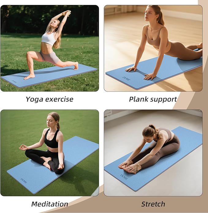 Yoga Mat Non Slip, Anti-Tear 1/4 Thick TPE Yoga Mats for Women and Men, a stylish and practical dual-tone yoga mat.72"x24" Exercise & Fitness Mat with Carrying Strap, Workout Mats for Yoga, Pilates and Floor Exercise