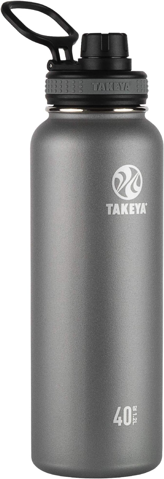 Takeya Originals 40 oz Vacuum Insulated Stainless Steel Water Bottle with Spout Lid, Graphite
