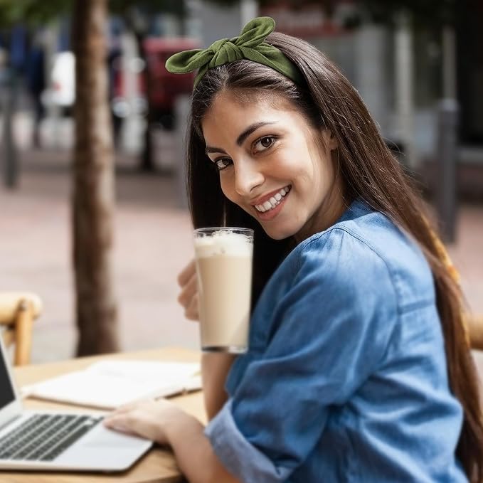 DRESHOW 8 Pack Bow Headbands for Women Girls Elastic Headwraps Knotted Headband Rabbit Ears Turban Non-Slip Sport Cute Hair Accessories