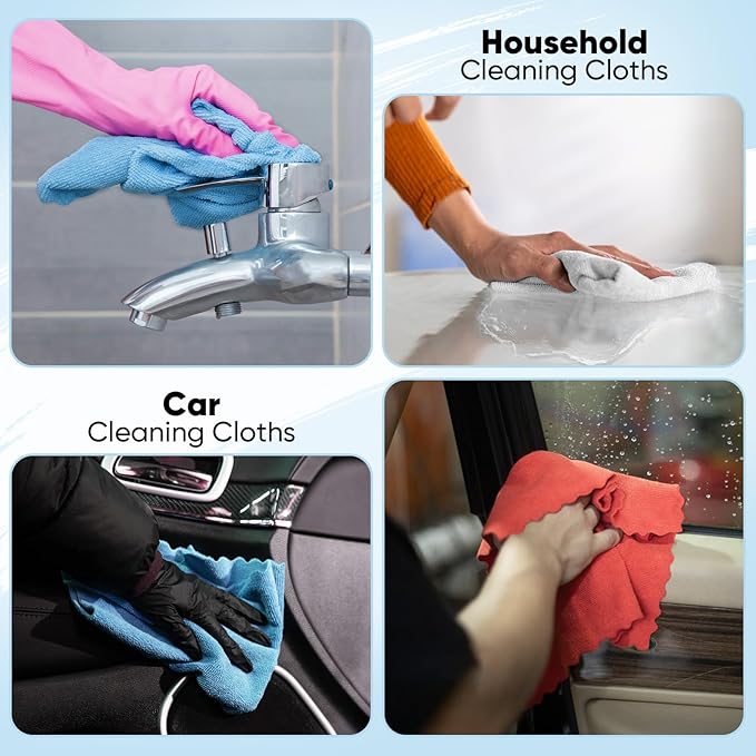 Orighty Microfiber Cleaning Cloths, 75 Sheets Shop Towels, Reusable Paper Towels Shop Rags, Washable Microfiber Towel Roll Cleaning Rags for Cars, House, Kitchen, 11.5’’ x 11.5’’, White