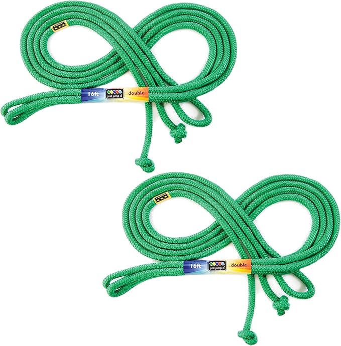 Just Jump It 16' Foot Jump Rope 2 Pack - Long Jump Ropes for Double Dutch - Outdoor Jump Ropes for Kids and Adults to Play Family Games & Exercise