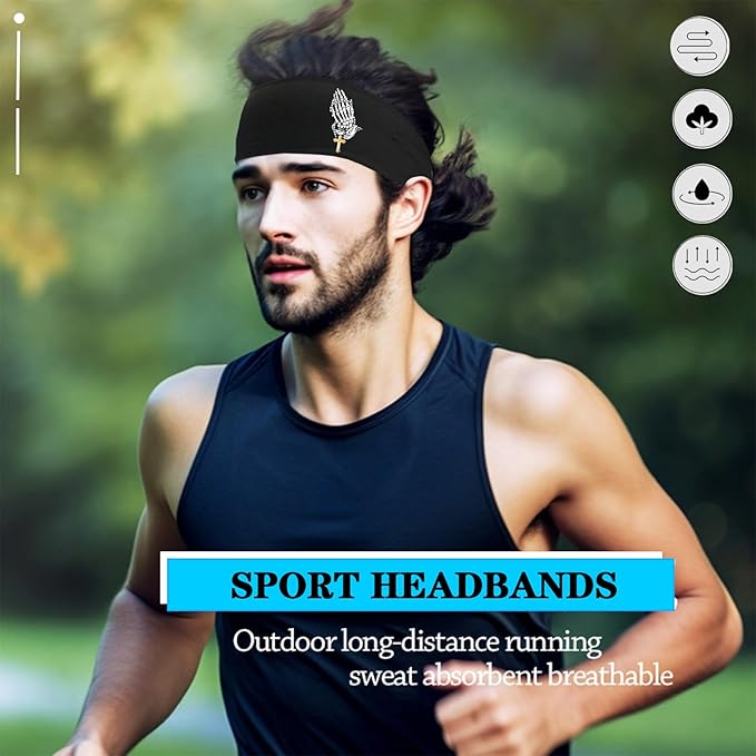 3pcs Sports Sweat Bands Headbands Men Head Sweat Band Headbands for Men Skull Sweatbands Mens Women