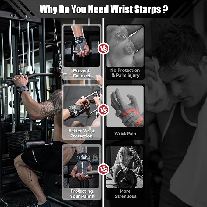 MANUEKLEAR Gym Straps Weight Lifting, Double Leather Lifting Straps for Men Deadlift with Cushion Wrist Loop, Gym Lifting Wrist Wraps for Weightlifting