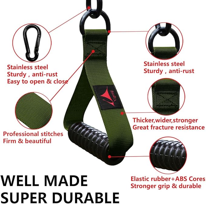 1000lbs Heavy Duty Fitness Handles - Non-Slip Rubber Exercise Grips for Cable Machines, Resistance Bands, Pulley Systems - Universal Attachment for Home & Commercial Gym Workout Equipments