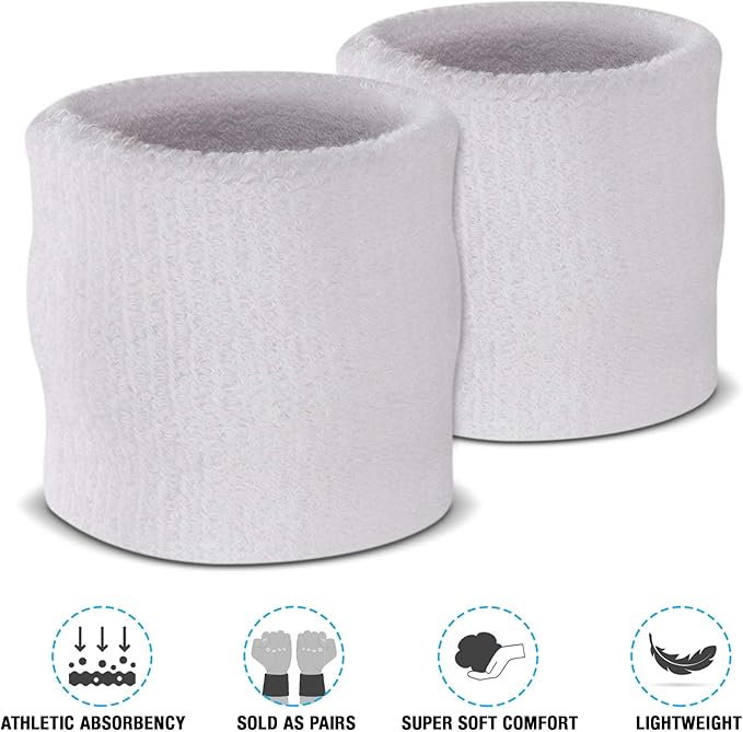 Suddora Sweatbands Set, Moisture Wicking 2 Wristbands and 1 Headband, Breathable Terry Cloth Athletic Bands for Basketball, Tennis, Yoga, Gym, Sweat Bands for Costumes and Cosplay