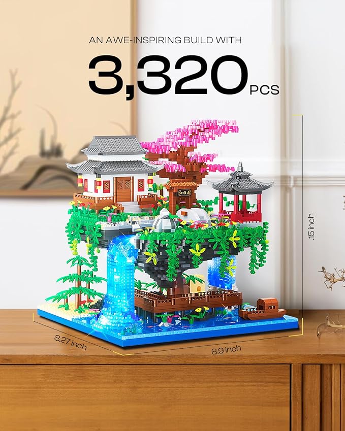 Big Bonsai Flowers Tree Architecture Set for Boys 8-14 Lighting Japanese Cherry Blossom Tree House Building Kit with Box for Adults Toys for Boys/Girls Age 8-12, 2.5mm MICROPARTICLE