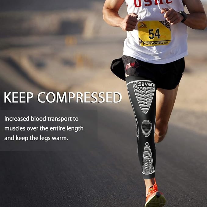 Full Leg Sleeves Long Compression Leg Sleeve Knee Sleeves Protect Leg, for Man Women Basketball, Arthritis Cycling Sport