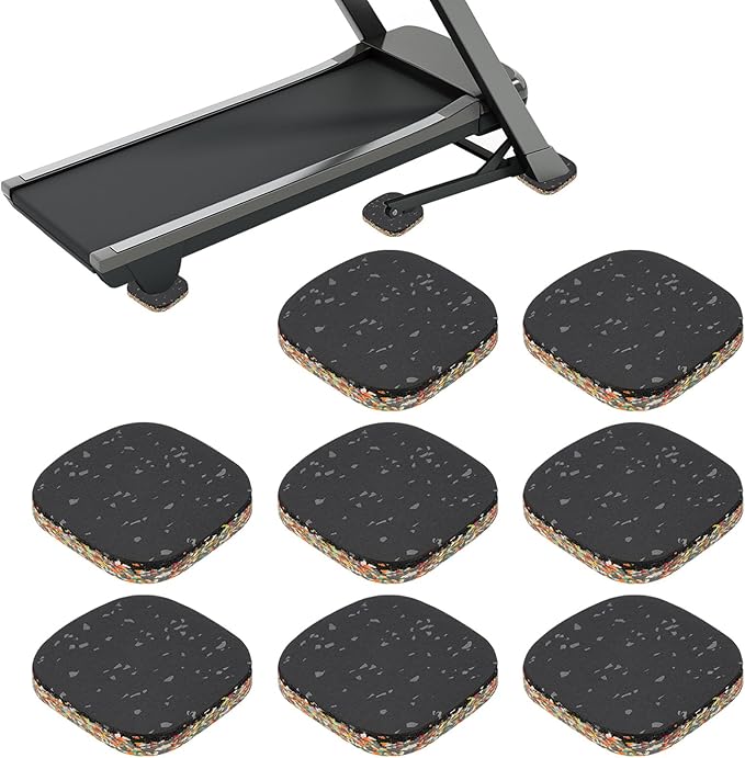 PATIKIL 8 Pcs Treadmill Mat Pads, 4x4x0.6 High Density Foam Anti Vibration Pad Sound Proof Floor Mat Exercise Equipment Mat for Carpet Protect Noise Reduction Home Gym, Gray