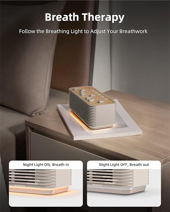 EZVALO White Noise Sleep Sound Machine, 255+ Mixer Options with Portable Speaker, Night Light, Sleep Timer, Breath Therapy, White Noise Machine for Adults Sleeping Meditation with Light