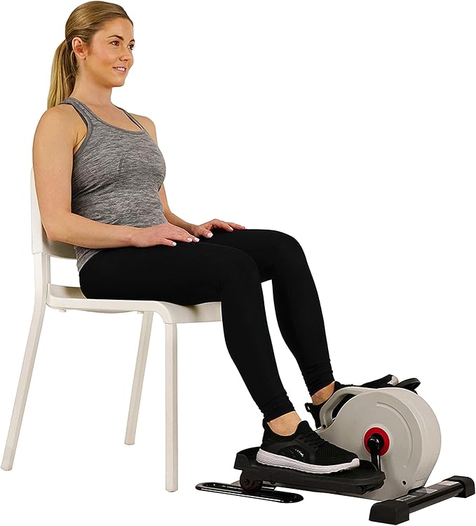 Sunny Health & Fitness Sitting Under Desk Pedal Exerciser, Portable Training Machine for Senior Exercise, Home Workout Elliptical & Bike, Optional Free SunnyFit App Connection, Motorized, or in Pink