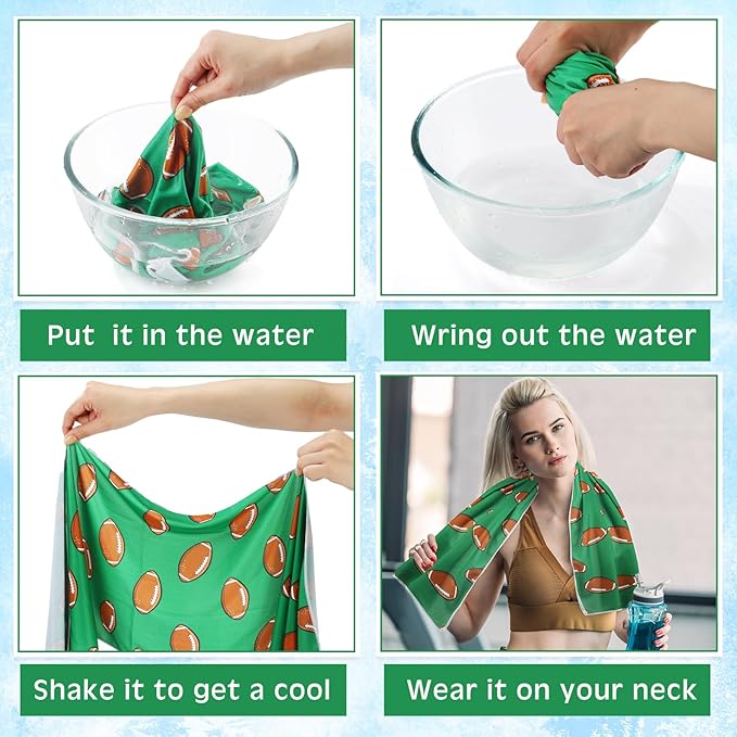 12 Pcs Cooling Towel 40 x 12 Inch Basketball Baseball Football Volleyball Soccer Softball Microfiber Fast Drying Towel for Gift Women Men