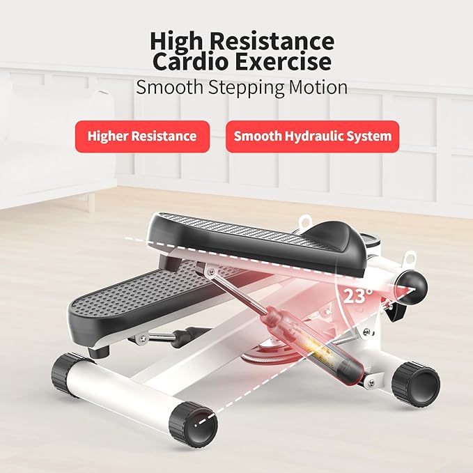 Total Body 2-in-1 Stepper Machine, Total Body Workout, Adjustable Hydraulic, Resistance Bands